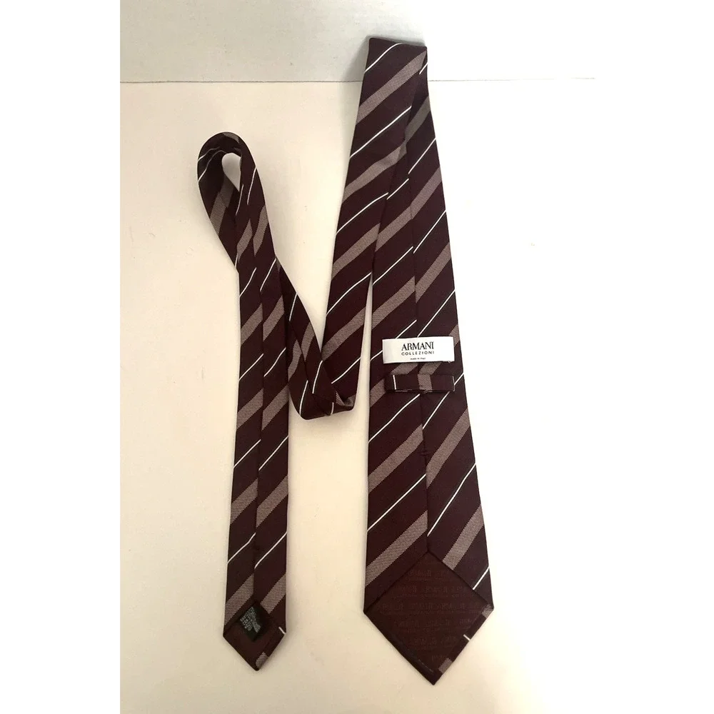 ARMANI COLLEZIONI MEN'S STRIPE TIE, MAROON, 3 1/4